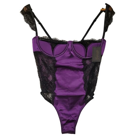 NWT Frederick's of‎ Hollywood Ilana Underwire Teddy Bodysuit Satin & Lace Size M - Picture 1 of 7